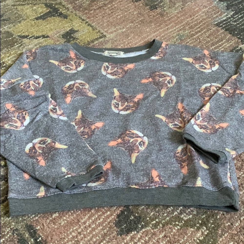 Cropped Cat Head Sweater